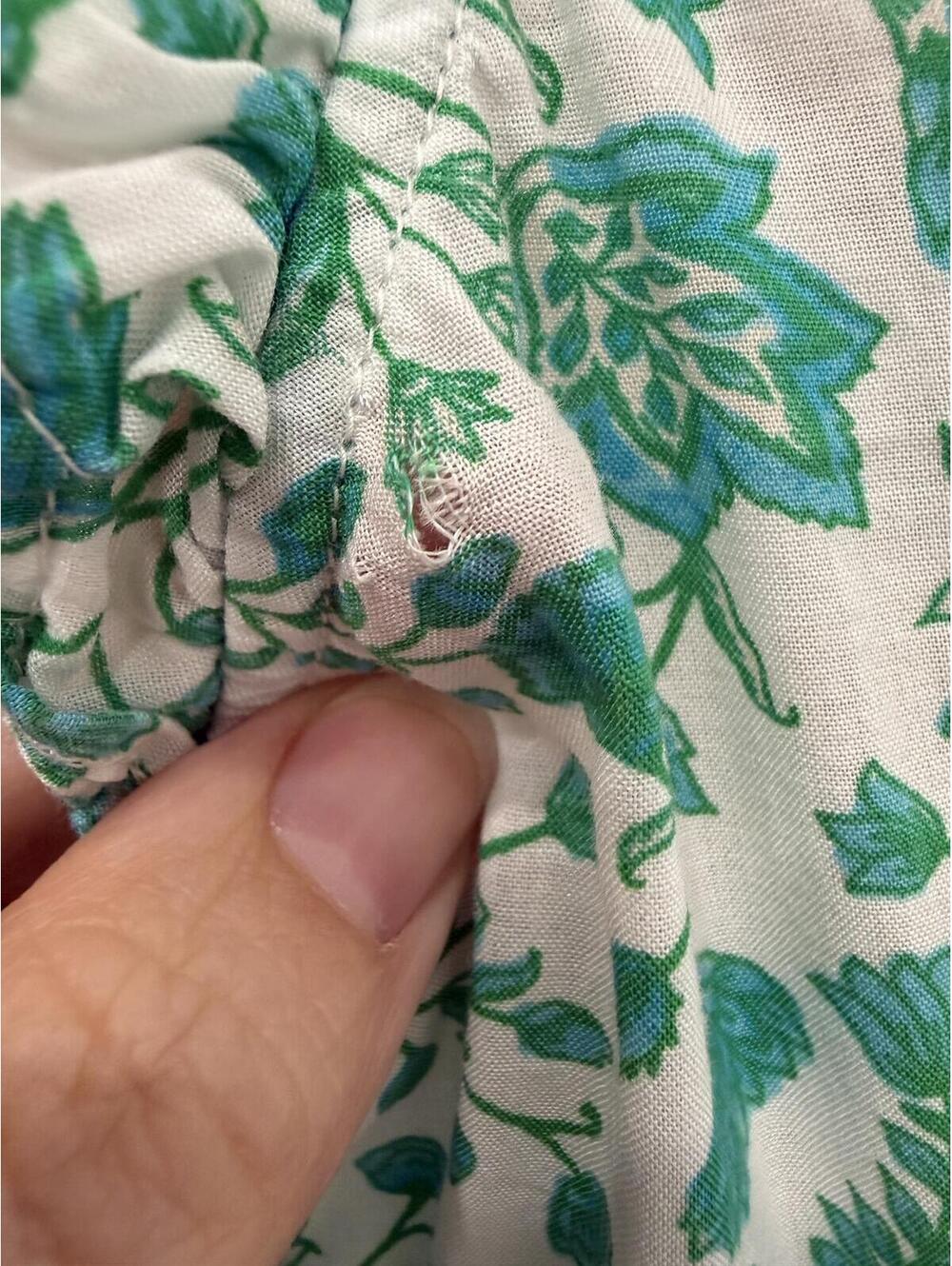 Draper James Medium Flutter Green and White Floral Short Sleeve Blouse - Picture 3 of 7